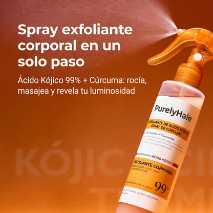 PurelyHale Glow Renove — Spray Exfoliante Corporal Ácido Kójico 99% y Cúrcuma 200ml