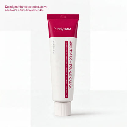 PurelyHale Tono Perfecto — Arbutin 7% + TXA 4% Cream Crema correctora de manchas y paño · Doble activo
