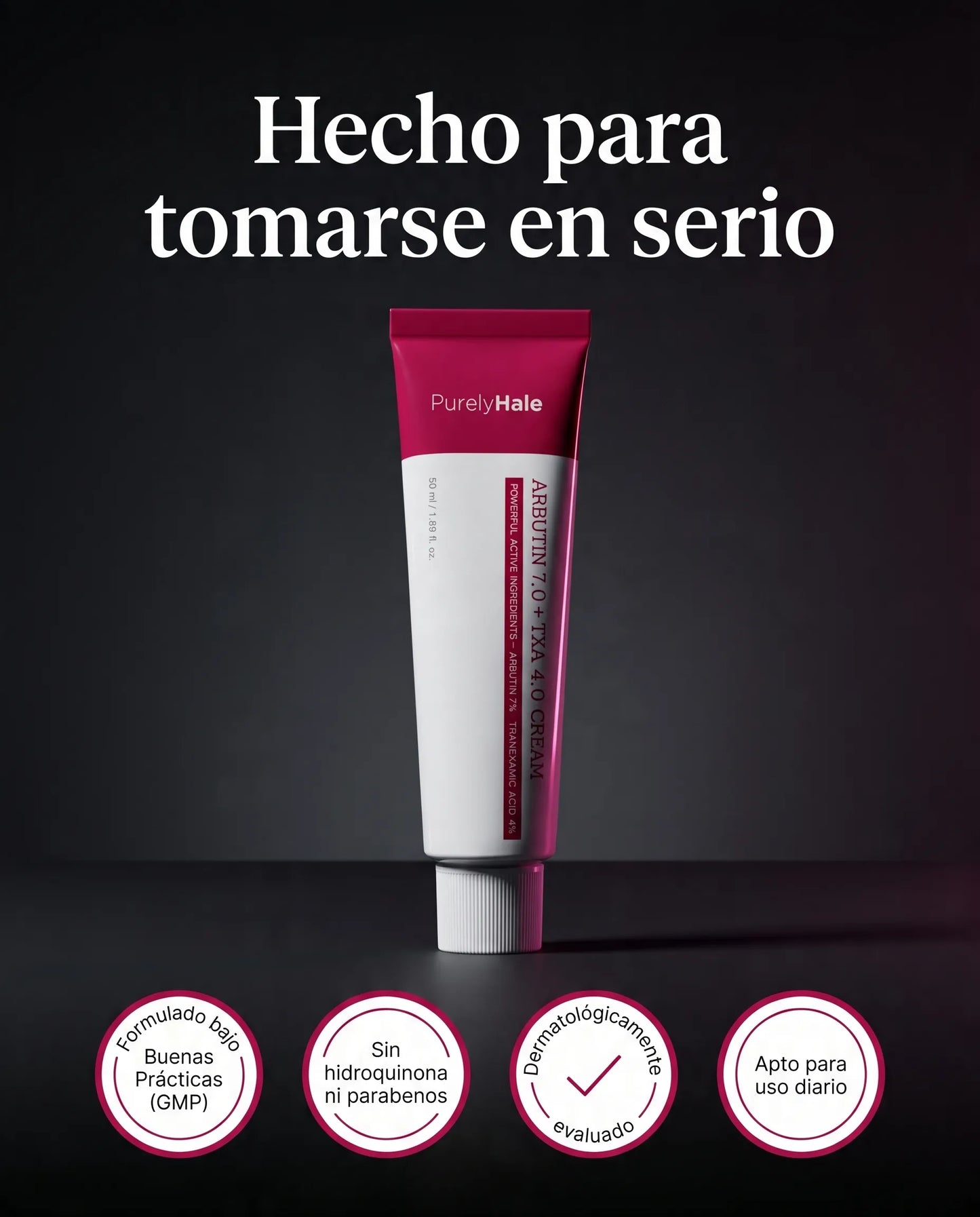 PurelyHale Tono Perfecto — Arbutin 7% + TXA 4% Cream Crema correctora de manchas y paño · Doble activo